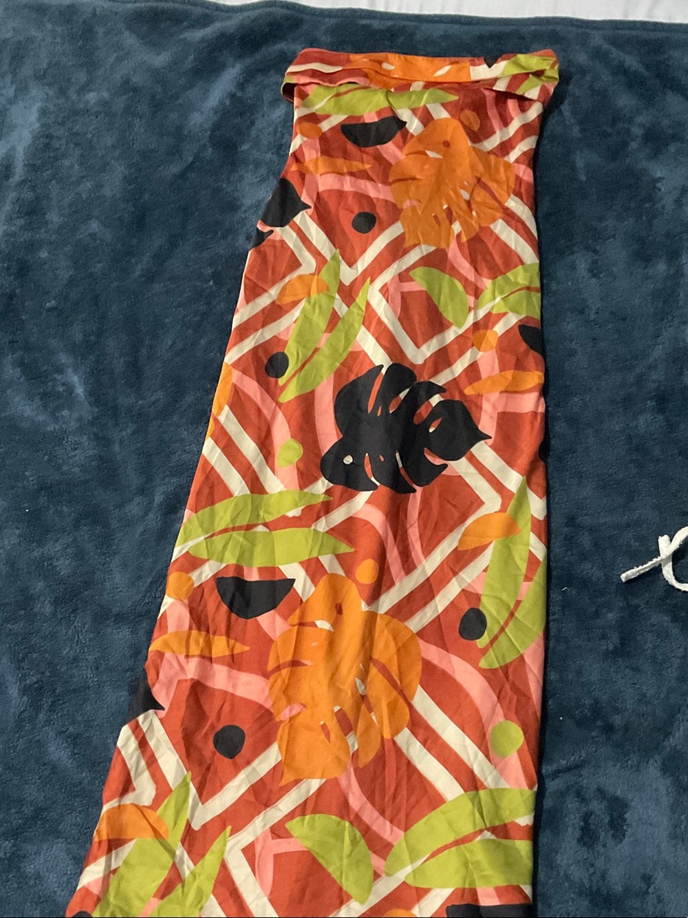 Tropical Maxi Skirt with Bold Leaf Print - Coral & Lime